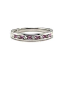 18ct White Gold Sapphire and 0.25ct Diamond Eleven-Stone Half Eternity Ring 