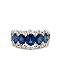 18ct White Gold 3.20ct Blue Sapphire and 0.60ct Diamond Ring