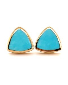 9ct Yellow Gold Turquoise Stud Earrings