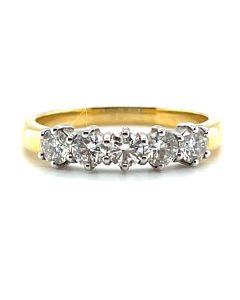 18ct Yellow and White Gold 0.75 Diamond Five-Stone Half Eternity Ring