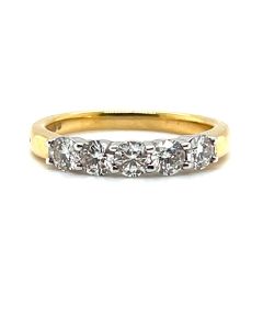 18ct Yellow and White Gold 0.76ct Diamond Five-Stone Half Eternity Ring 