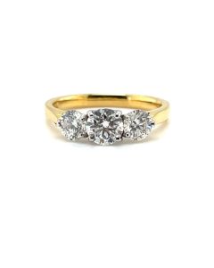 18ct Yellow and White Gold 1.36ct Three-Stone Diamond Ring