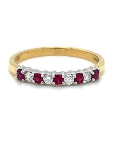  18ct Yellow and White Gold Ruby and Diamond Half Eternity Ring
