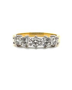 18ct Yellow and White Gold 1.22ct Diamond Five-Stone Half Eternity Ring 