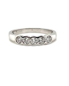 18ct White Gold 0.50ct Diamond Five Stone Half-Eternity Ring 