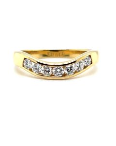 18ct Yellow 1.14ct Diamond Seven-Stone Wishbone Half Eternity Ring 