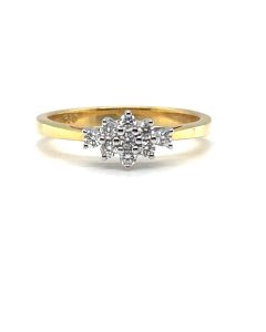 18ct Yellow and White Gold 0.15ct Cluster Diamond Ring