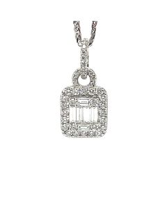 18ct White Gold Mixed-Cut 0.66ct Diamond Cluster Pendant
