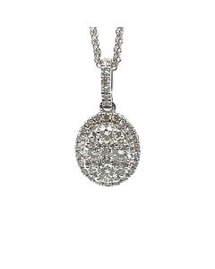 18ct White Gold 0.51ct Diamond Oval Cluster Pendant