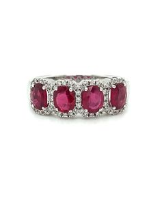 18ct White Gold 1.60ct Ruby and 0.21ct Diamond Ring