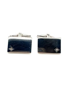 Silver Plain Star Set Diamond Cufflinks