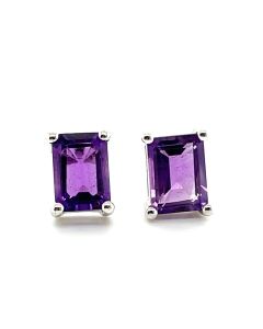 18ct White Gold Amethyst Stud Earrings