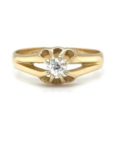 Pre-Owned 18ct Yellow Gold Gypsy Diamond Signet Ring