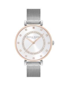 Ladies Olivia Burton Belgrave White and Two Tone Mesh Watch