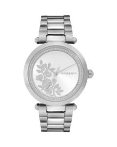 Olivia Burton Silver Signature T-Bar Floral Watch
