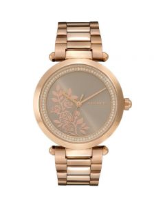 Olivia Burton Rose Gold Signature T-Bar Floral Watch