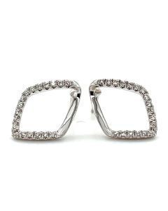 18ct White Gold 0.28ct Diamond  Open Lozenge Drop Earrings