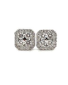 18ct White Gold 0.50ct Diamond Square Cluster Earrings