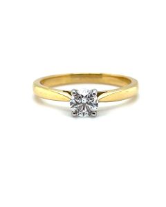 18ct Yellow and White Gold 0.46ct Solitaire Diamond Ring