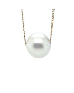 9ct Yellow Gold Grey Freshwater pearl floating necklace