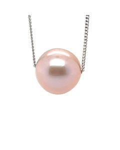 9ct White Gold Pink Freshwater pearl floating necklace