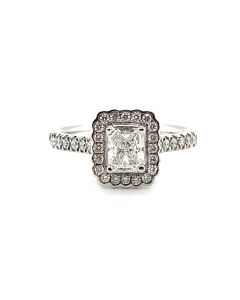 Platinum 0.97ct Diamond Halo Ring