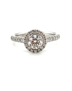 Platinum 0.81ct Diamond Halo Ring