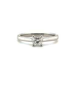 Platinum 0.30ct Solitaire Princess-Cut Diamond Ring