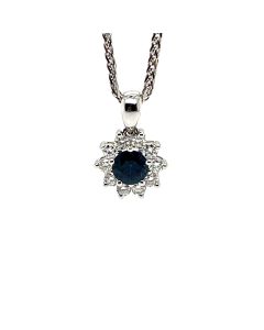 18ct white gold Blue Sapphire and Diamond pendant