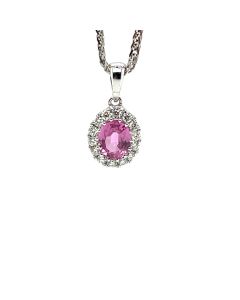 18ct White Gold Pink Sapphire Cluster Pendant