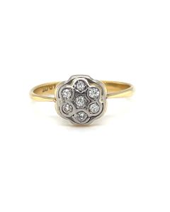 Pre-Owned 18ct Yellow and White Gold Diamond Cluster Ring