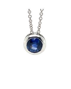 18ct White Gold 0.67ct Sapphire Pendant with Chain