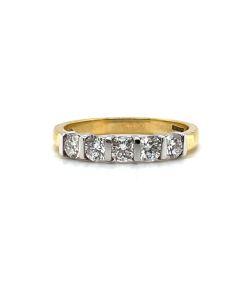 18ct Yellow and White Gold 0.72ct Diamond Five-Stone Half Eternity Ring
