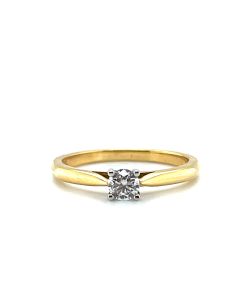 18ct Yellow and White Gold 0.23ct Diamond Solitaire Ring