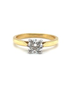 Pre-Owned 18ct Yellow and White Gold 0.76ct Solitaire Diamond Ring