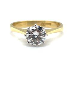 Pre-Owned 18ct Yellow and White Gold 1.01ct Solitaire Diamond Ring
