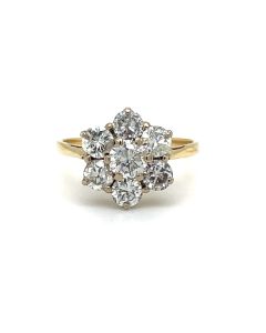 Pre-owned 18ct Yellow and White Gold Diamond Cluster Ring