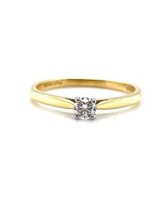 18ct Yellow and White Gold 0.19ct Diamond Solitaire Ring