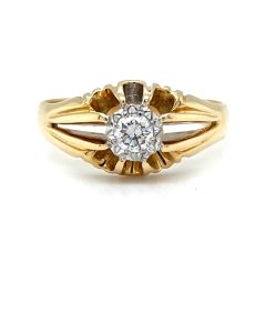 Pre-Owned 18ct Yellow Gold Gypsy Diamond Signet Ring