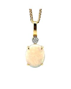 18ct Yellow Gold Opal and Diamond Two-Stone Pendant