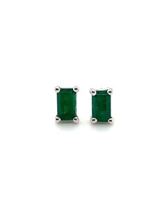 9ct White Gold 0.60ct Emerald Stud Earrings