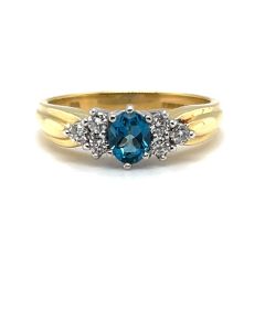 Pre-Owned 18ct Yellow and White Gold Topaz and Diamond Trefoil Ring
