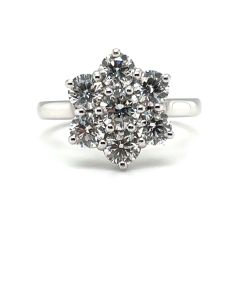Platinum 1.50ct Diamond Flower Cluster Ring