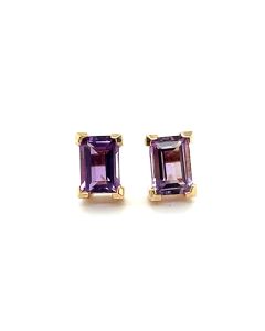 9ct Yellow Gold Amethyst Stud Earrings
