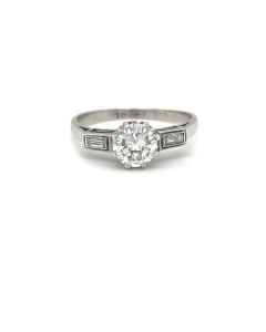 Pre-Owned 18ct White Gold Round Brilliant and Baguette Diamond Ring