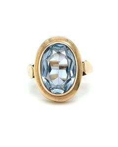 Pre-Owned 9ct Yellow Gold Oval Blue Crystal Ring