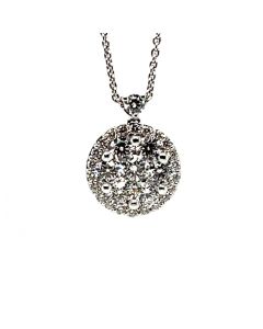 18ct White Gold 1.05ct Diamond Cluster Pendant and Chain