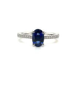 18ct gold 1.28ct Sapphire & 0.26ct Diamond Solitaire Ring