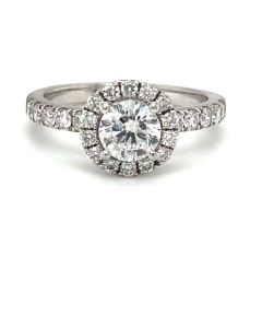 Pre-Owned Platinum 0.70ct Diamond Solitaire Halo Ring