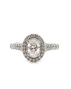 Platinum 0.89ct Diamond Halo Ring